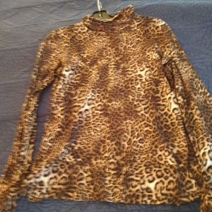 St. John leopard nylon Turtleneck, size M.